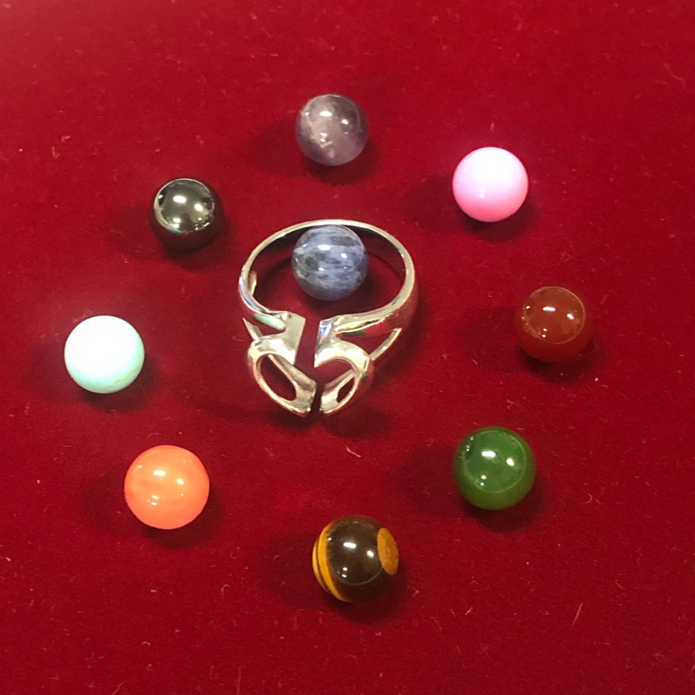 925 Sterling Silver Interchangeable Marble/Stone … - image 5